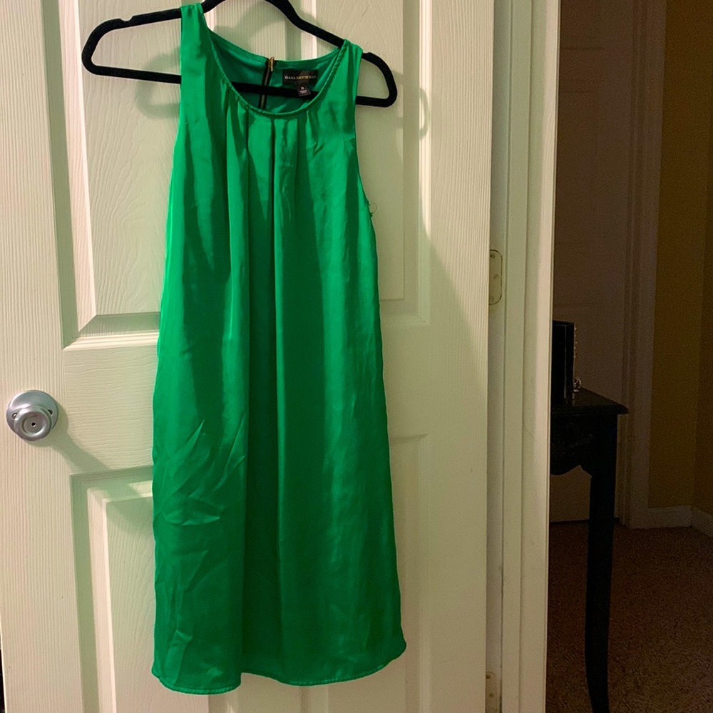 Green satin dress